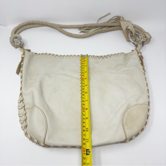 Large off white vintage ralph lauren leather bag with logo tassel - Picture 11 of 13
